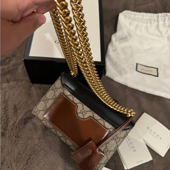 GG Supreme Monogram Calfskin Small Padlock Shoulder Bag Beige Black - Picture 9 of 12